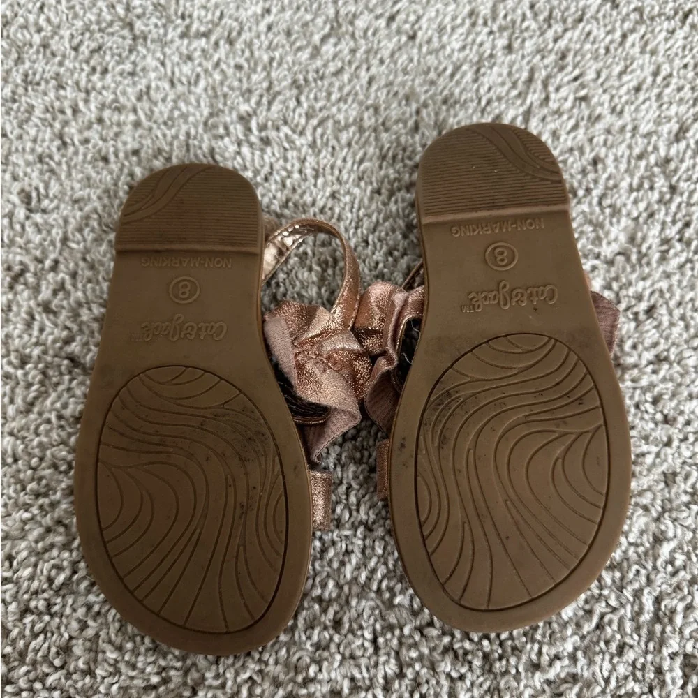 Cat & Jack Toddler Rose Gold Ruffle Sandals Toddler Girls' Dita Sandals Size 8
